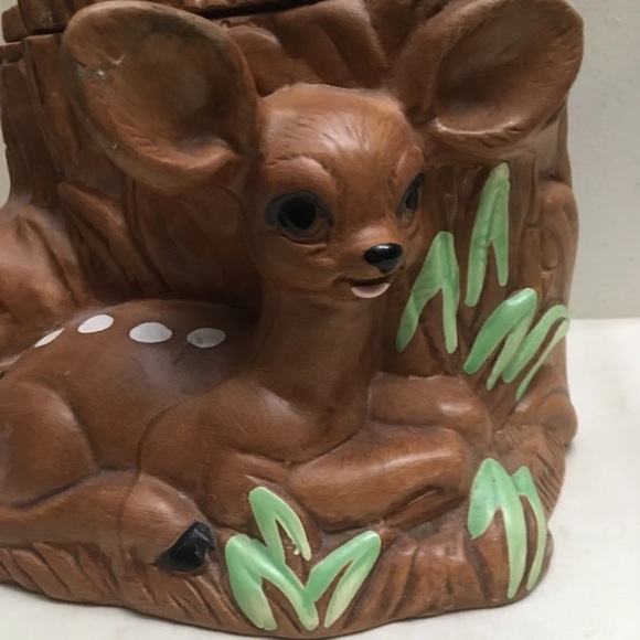 Twin Winton Squirrel And Deer Cookie Jar Brown Made In California USA - Picture 4 of 16